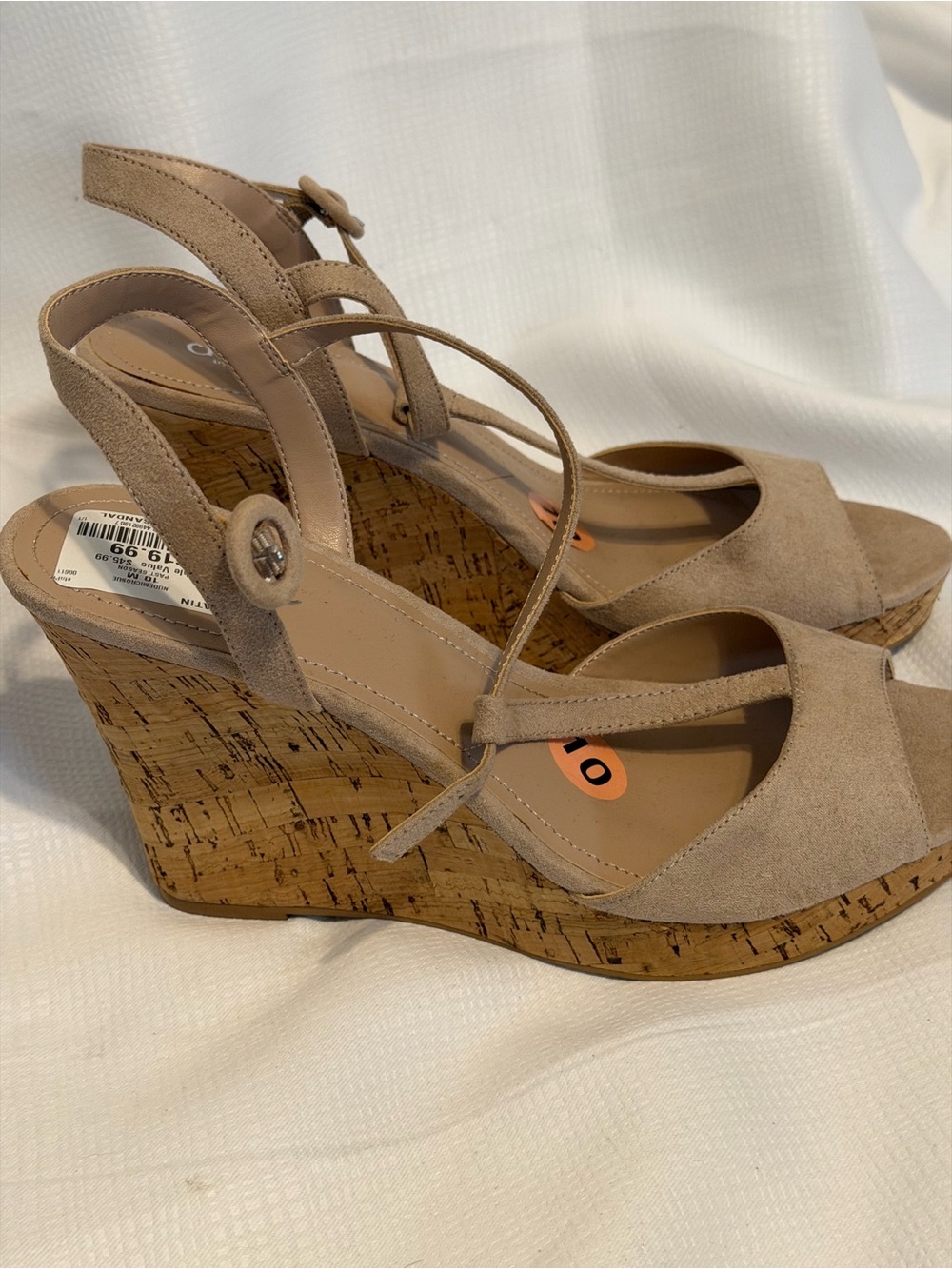 Charles By Charles David Beige Suede Wedge Sandals